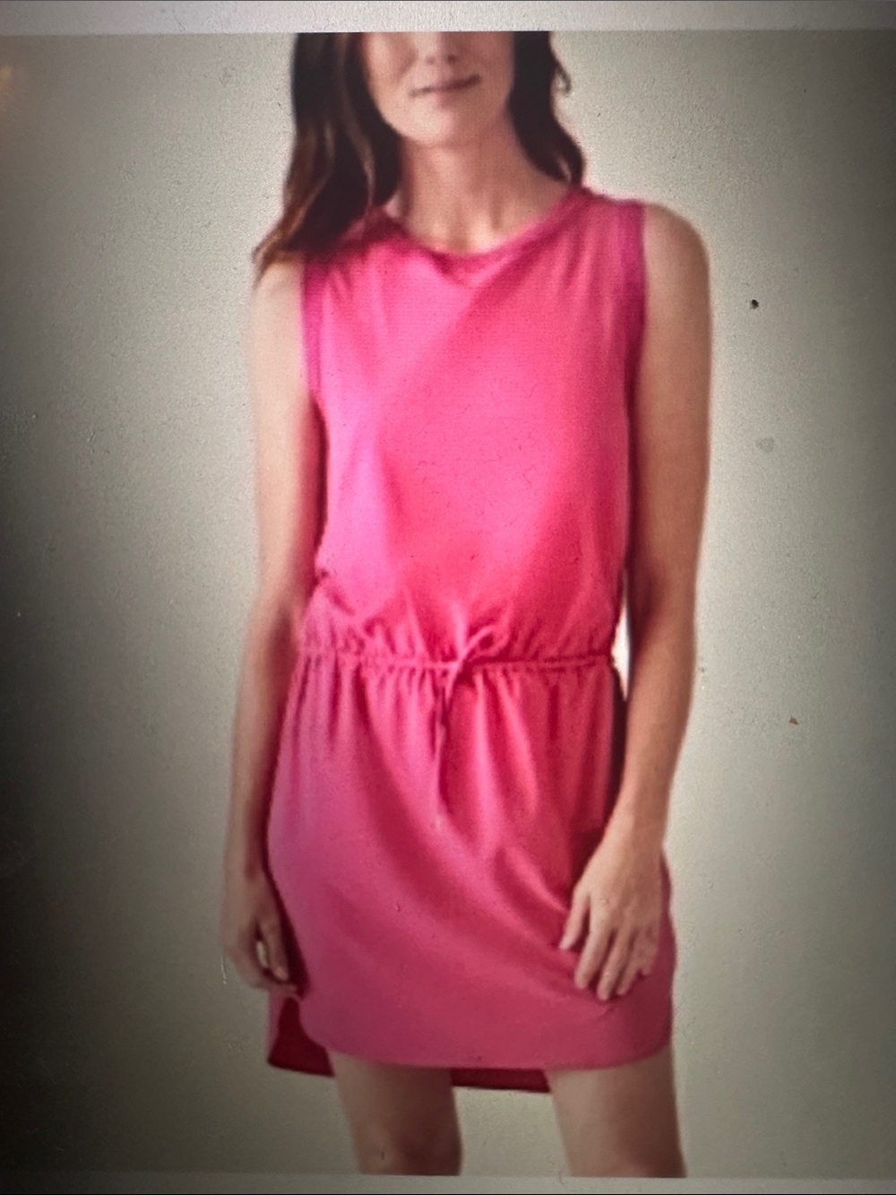 Athleta Rincon Sleeveless Drawstring Waist Dress in Salvia Pink, size Large